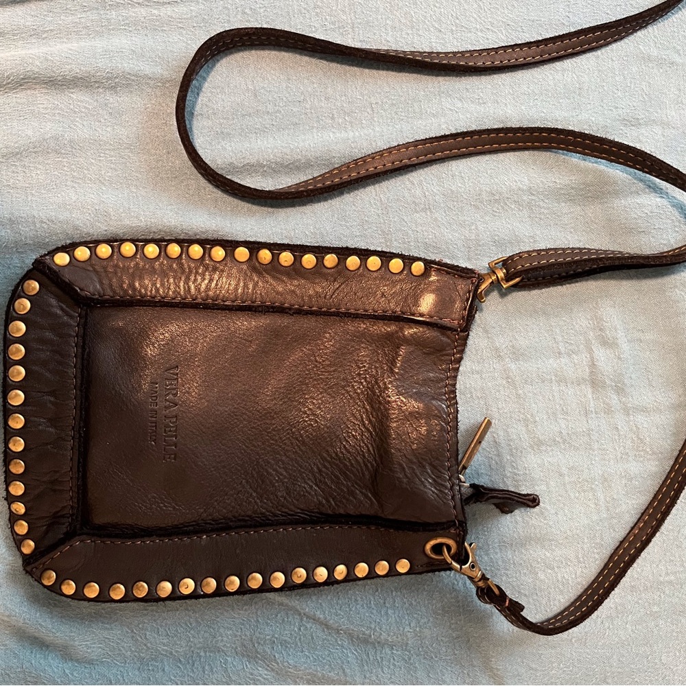 Vera Pelle Black Leather Crossbody Bag Italy 🇮🇹